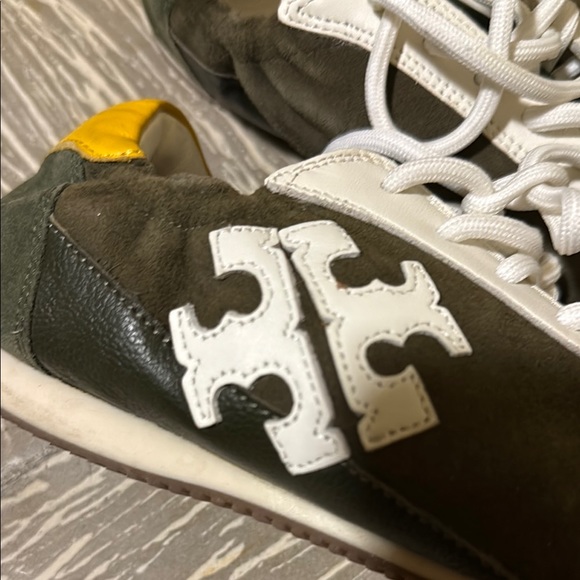 Tory Burch Olive and White Sneakers with Yellow Detail - Picture 5 of 6